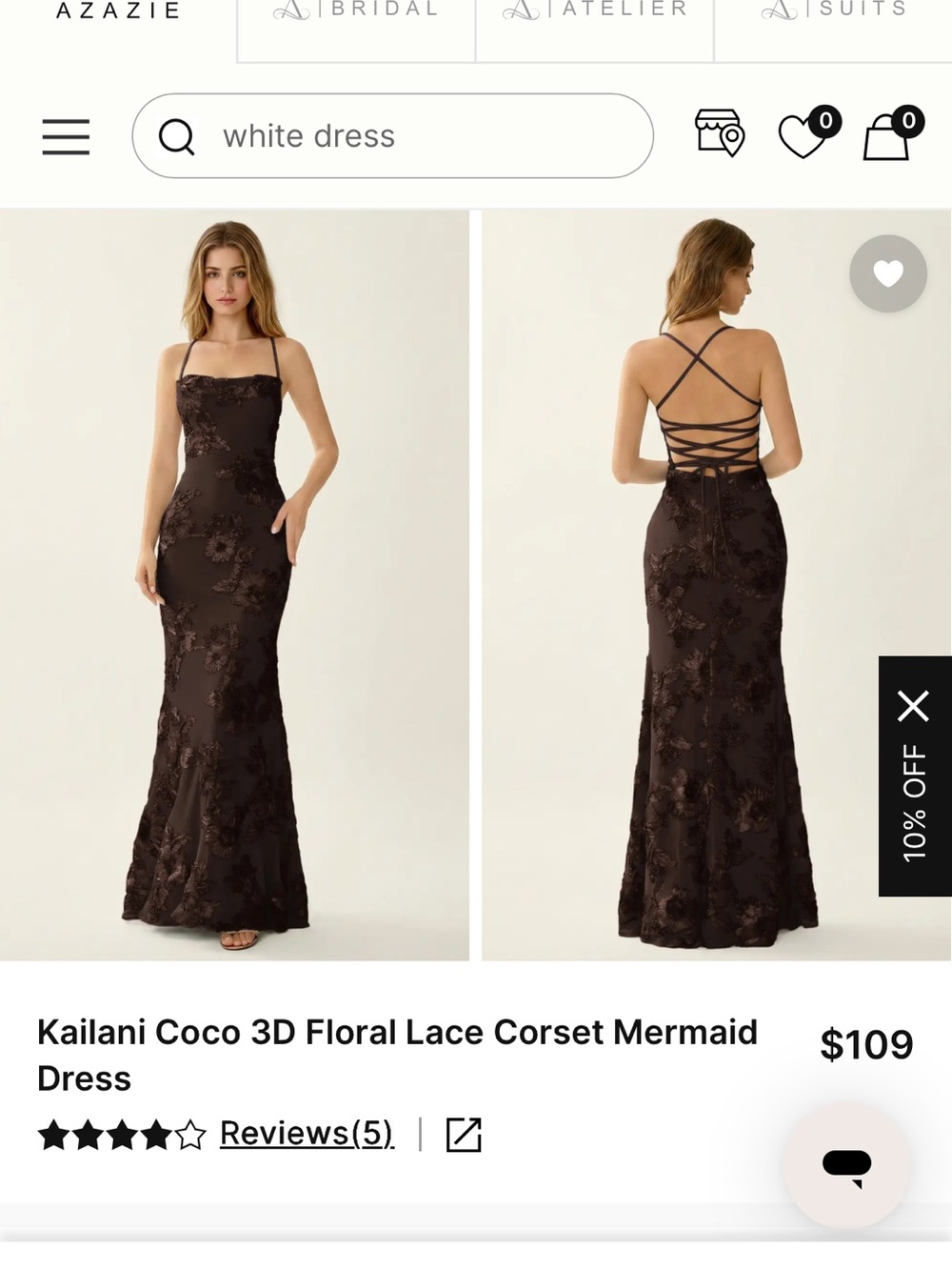 Azazie coco 3D floral corset mermaid